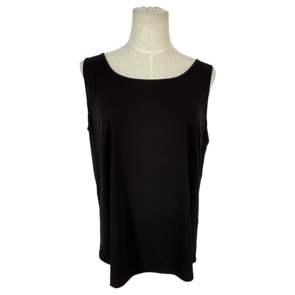 Chicos Black Sleeveless Tank Top Scoop Neck Stretch Sz 2 L US 12 Casual Basic